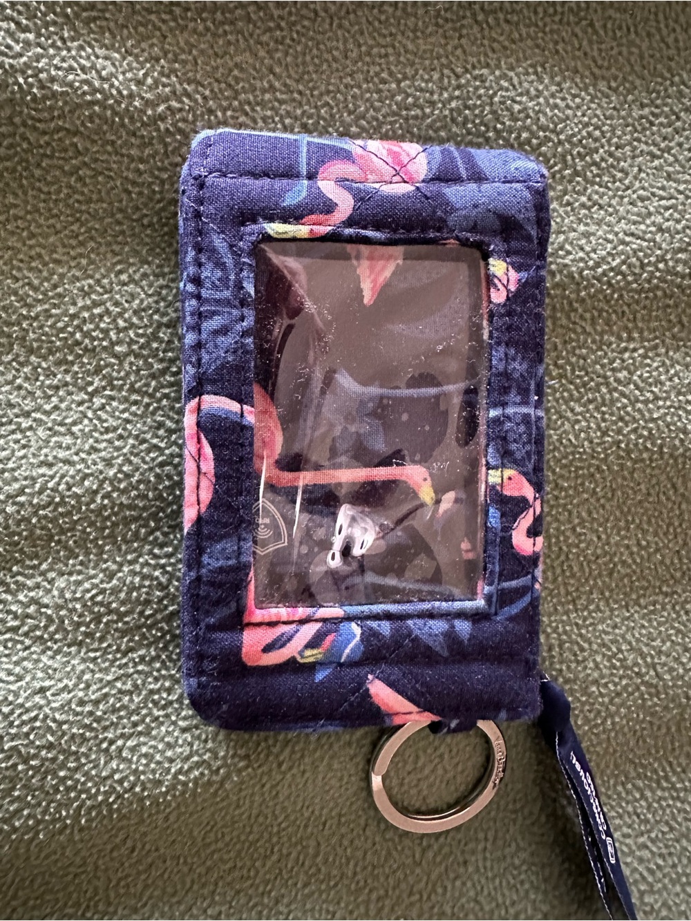 Vera Bradley Cotton Zip ID Case in Flamingo Party Pattern